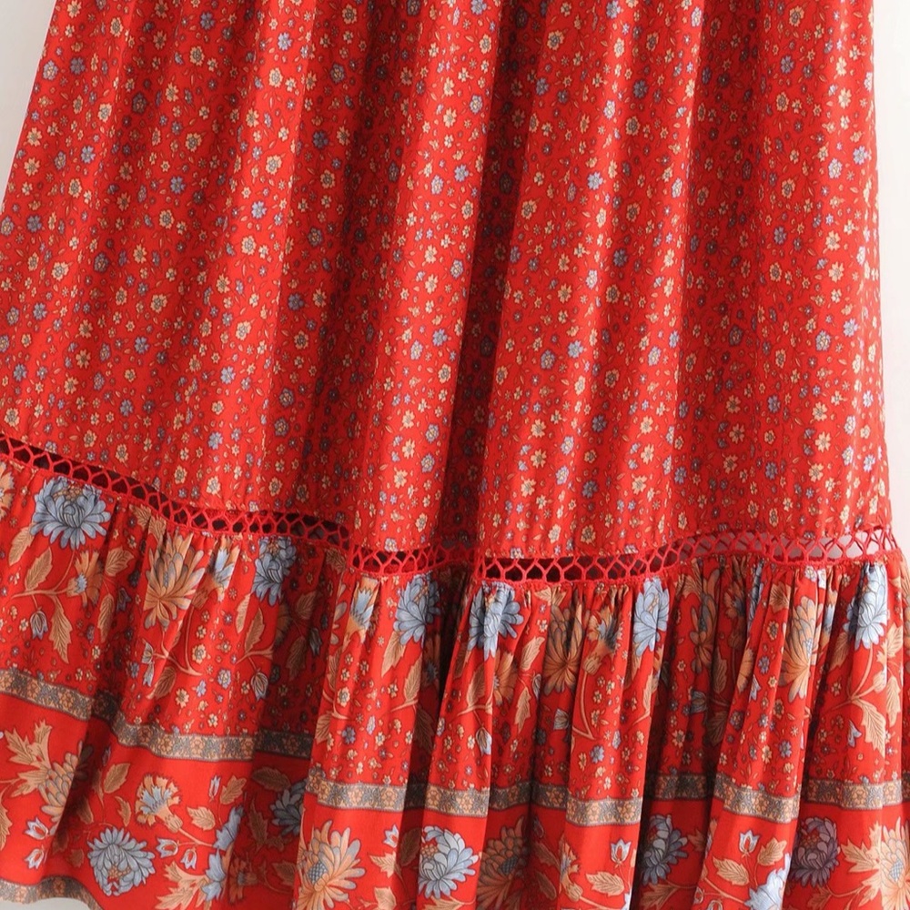 Boho gypsy floral print ruffle maxi skirt - Picture 8 of 8